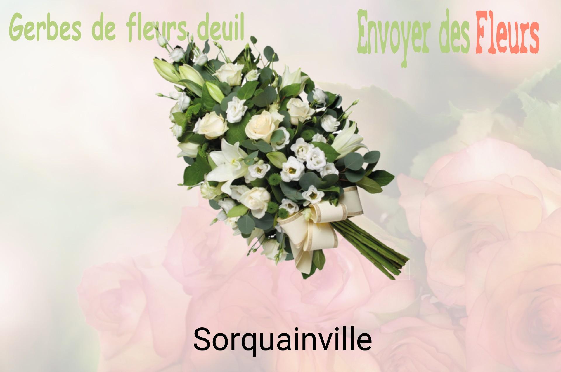 Gerbe de fleurs de deuil livrée à Sorquainville
